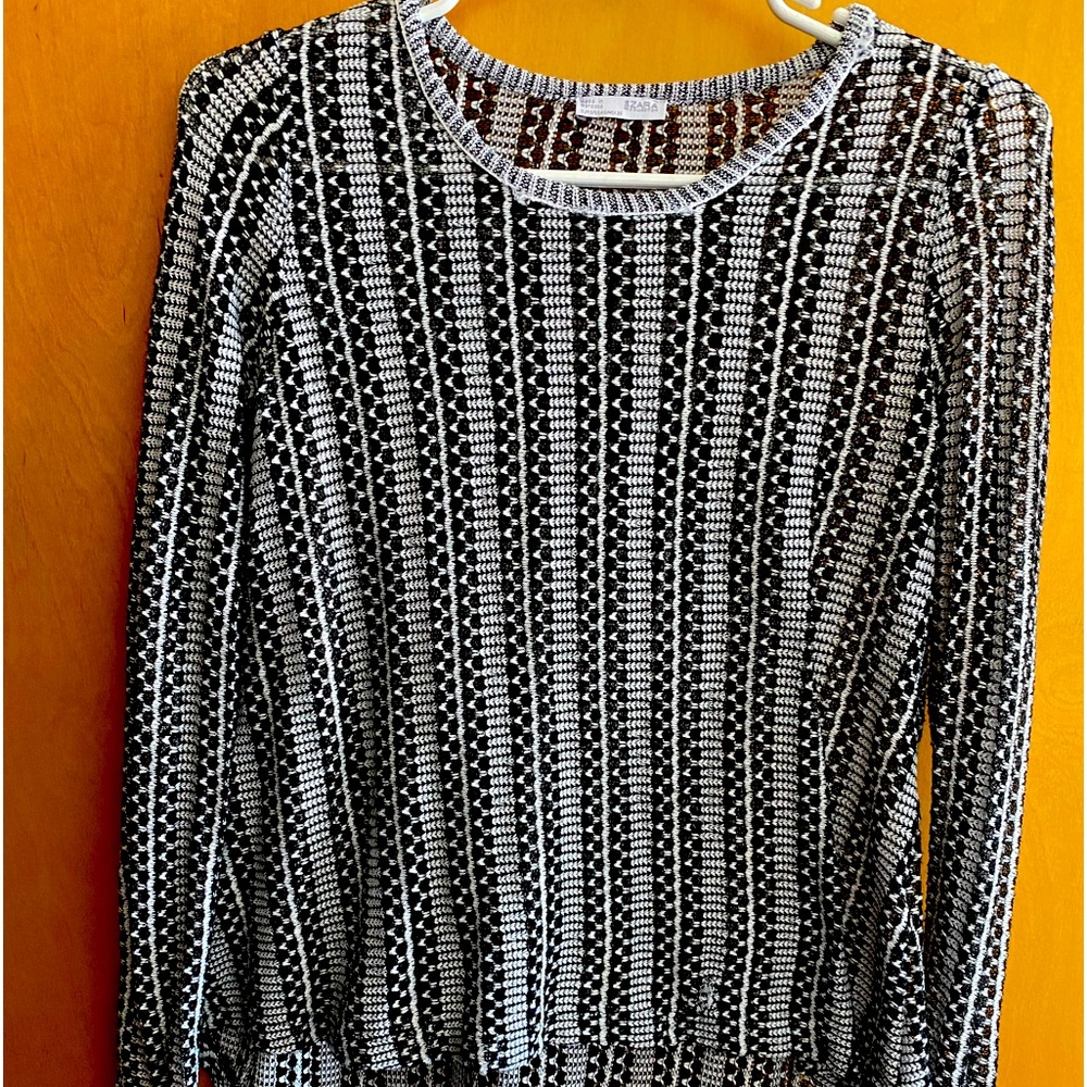Zara Blouse See Thru - Black & White